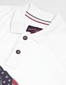 U.S. Polo Assn. Denim Co. Men Off White Brand Print Pique Polo Shirt