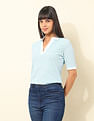 U.S. Polo Assn. Women Regular Fit Textured Polo Shirt